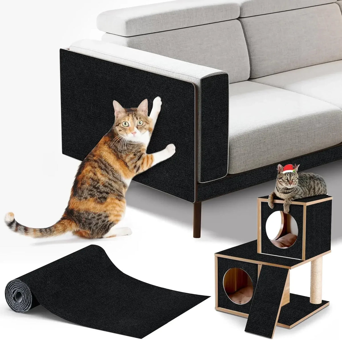 Trimmable Cat Scratching Carpet – Self-Adhesive Furniture Protector