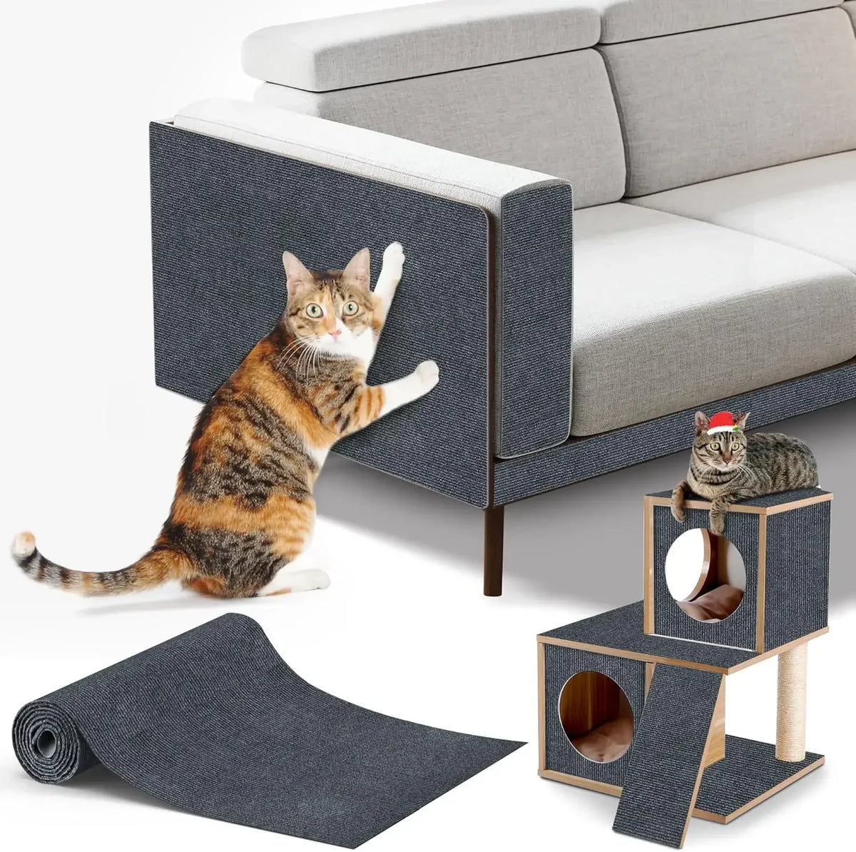 Trimmable Cat Scratching Carpet – Self-Adhesive Furniture Protector