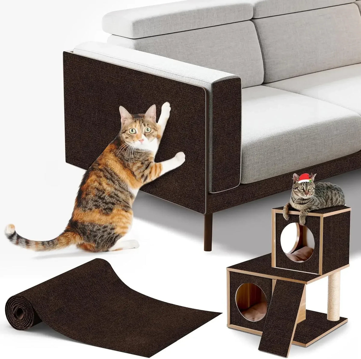 Trimmable Cat Scratching Carpet – Self-Adhesive Furniture Protector