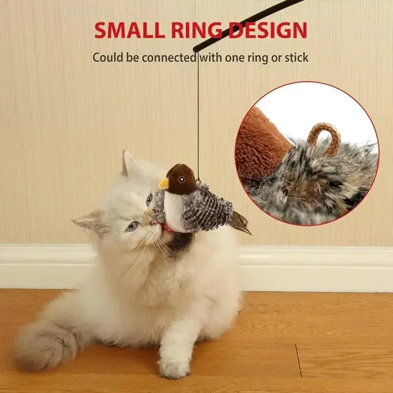 Interactive Cat Sound Toy – Animal Plush with Feathers