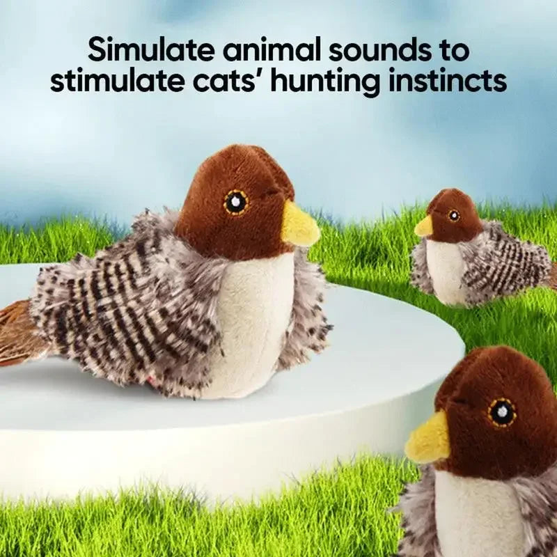 Interactive Cat Sound Toy – Animal Plush with Feathers