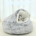 2-in-1 Cozy Plush Cat Bed – Warm Hooded Nest