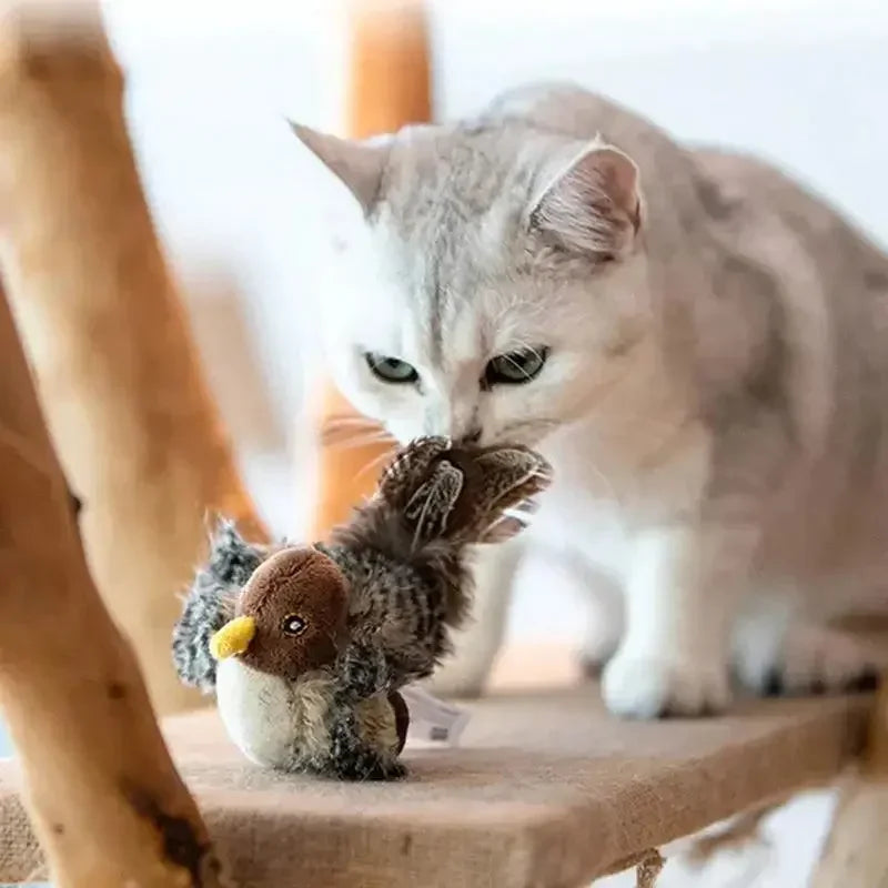 Interactive Cat Sound Toy – Animal Plush with Feathers