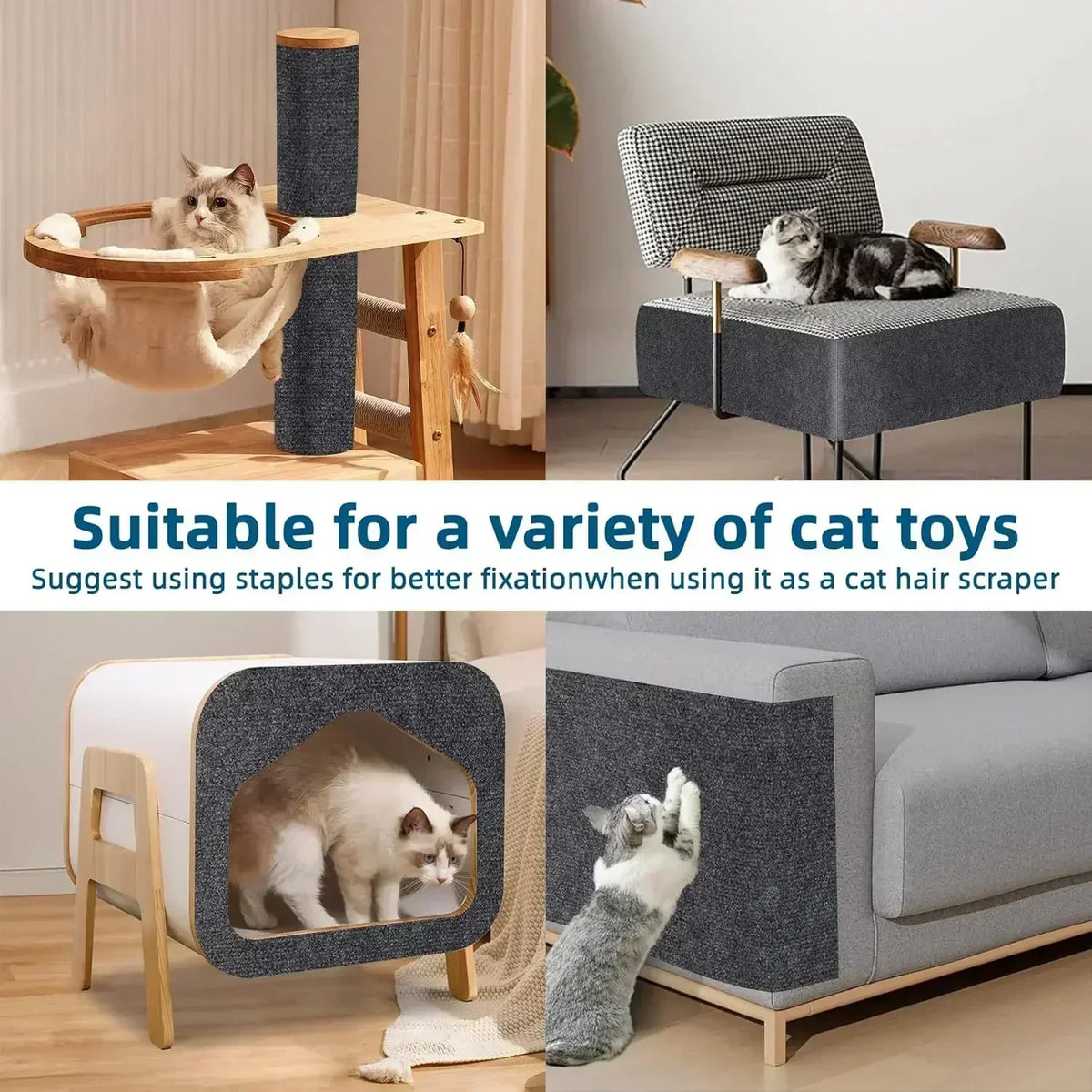 Trimmable Cat Scratching Carpet – Self-Adhesive Furniture Protector