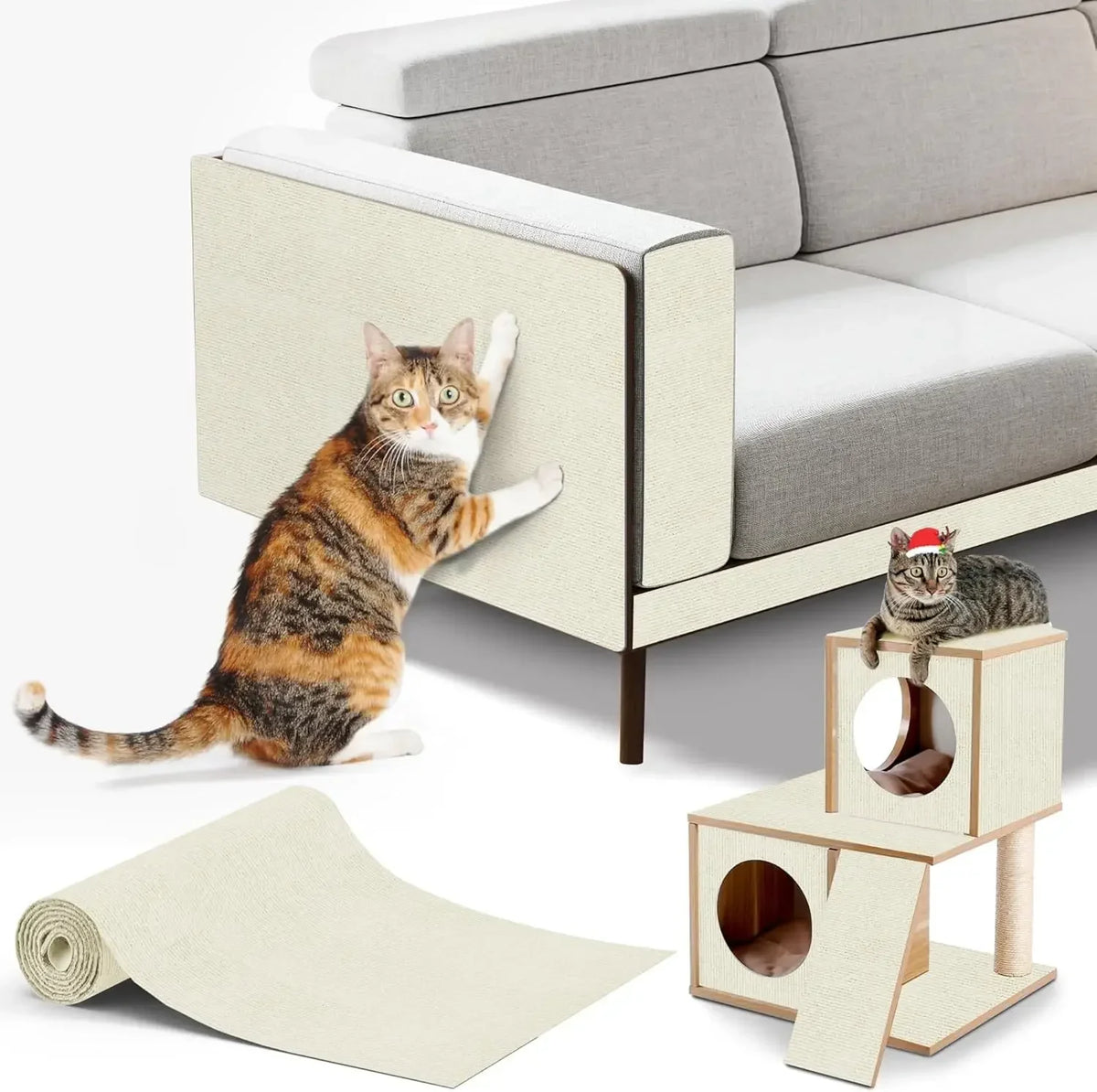Trimmable Cat Scratching Carpet – Self-Adhesive Furniture Protector