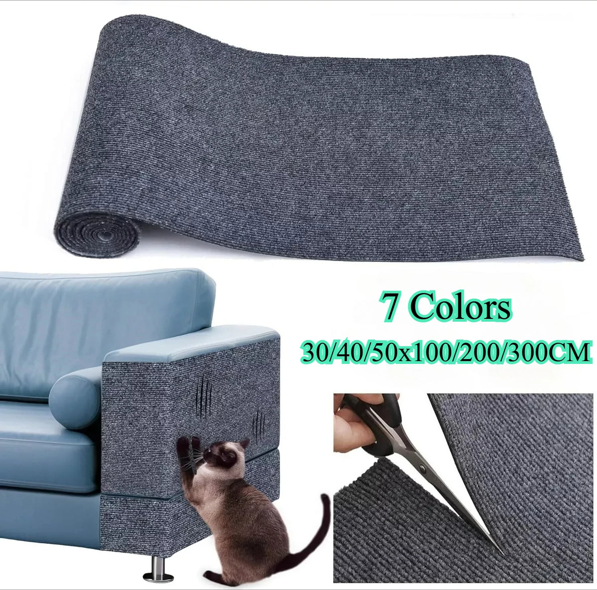 Trimmable Cat Scratching Carpet – Self-Adhesive Furniture Protector