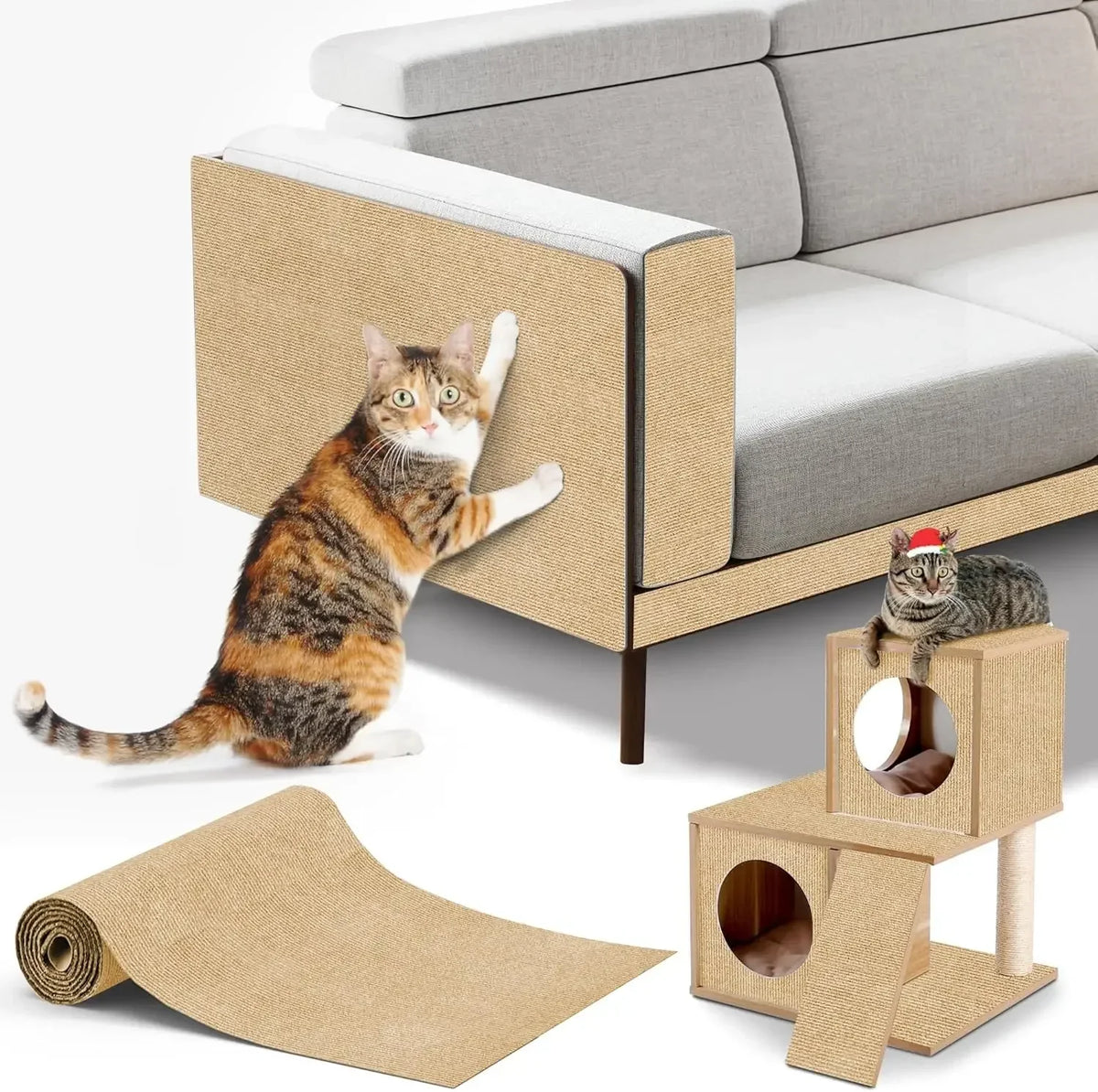 Trimmable Cat Scratching Carpet – Self-Adhesive Furniture Protector