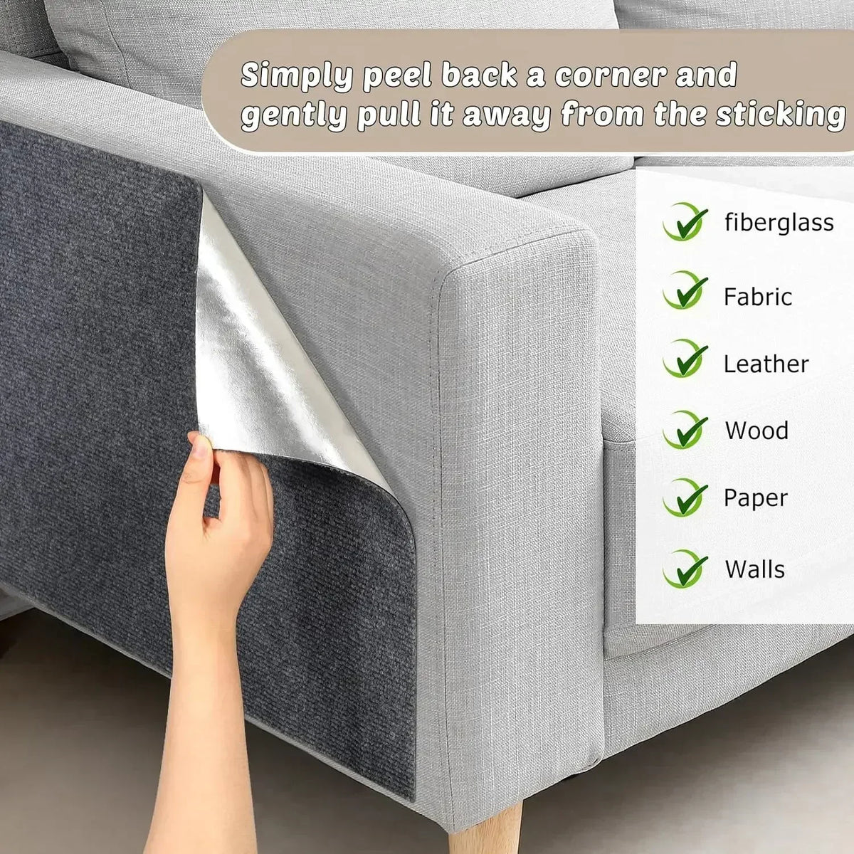 Trimmable Cat Scratching Carpet – Self-Adhesive Furniture Protector
